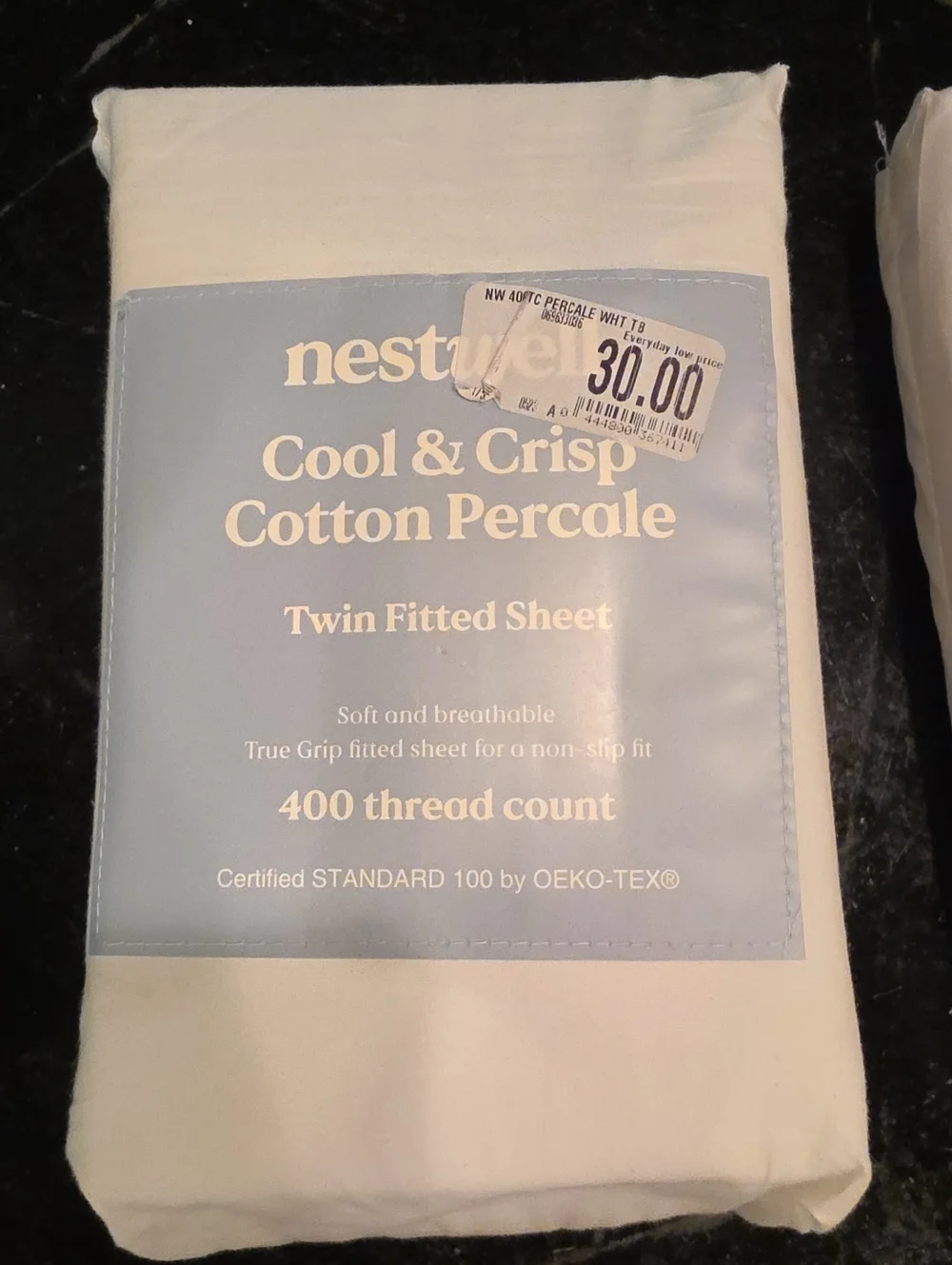 Nestwell Bedding Cool & Crisp Cotton Percale Twin Sheet Set NWT White